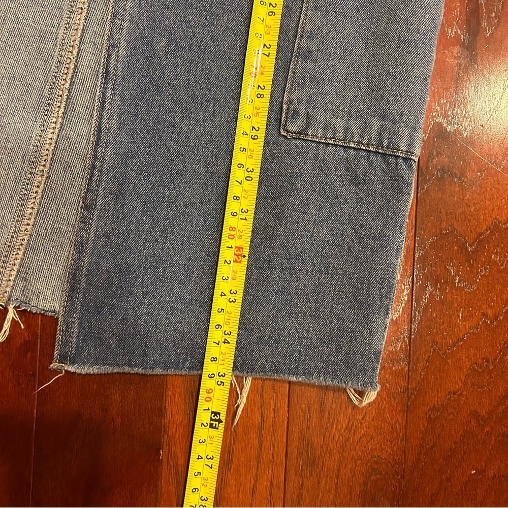 Pacsun Indigo Cargo Midi Skirt size Small high-rise stretchy material front slit - Picture 7 of 10